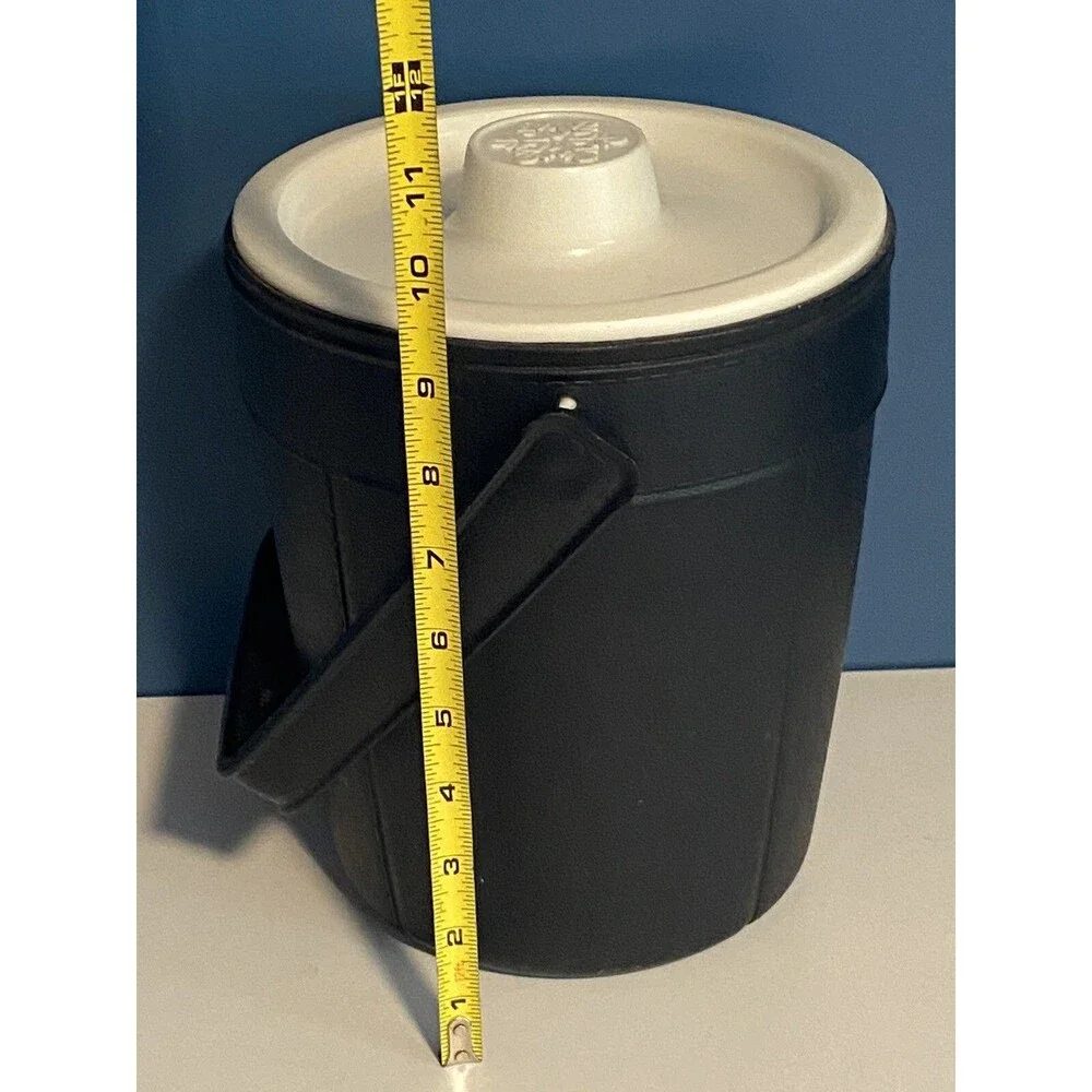 Vintage Rubbermaid Ice Bucket Insulated Textured Stitch Black Snowflake #2260